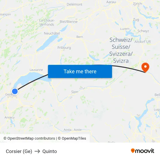 Corsier (Ge) to Quinto map