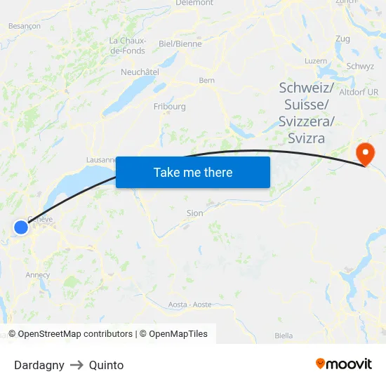 Dardagny to Quinto map