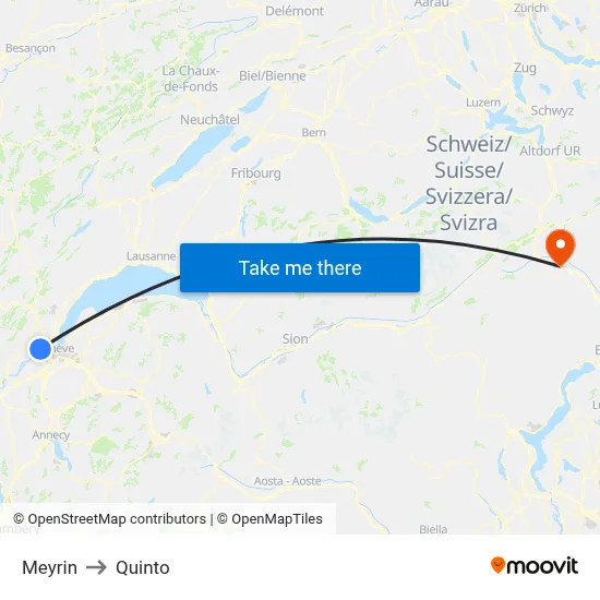 Meyrin to Quinto map
