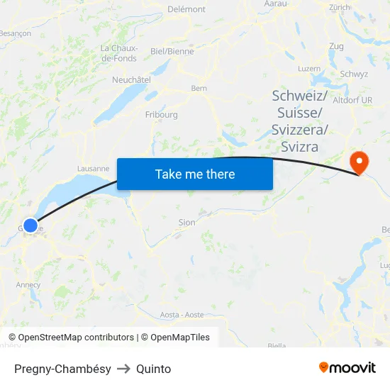 Pregny-Chambésy to Quinto map