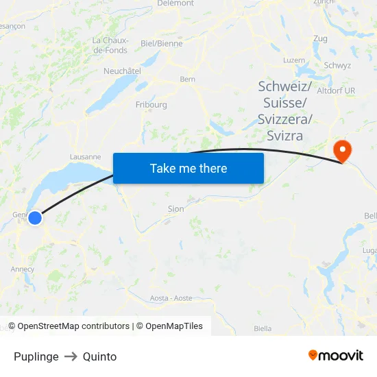 Puplinge to Quinto map