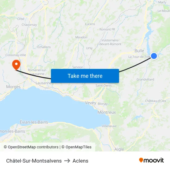 Châtel-Sur-Montsalvens to Aclens map