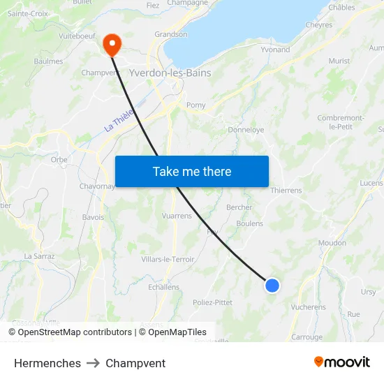 Hermenches to Champvent map