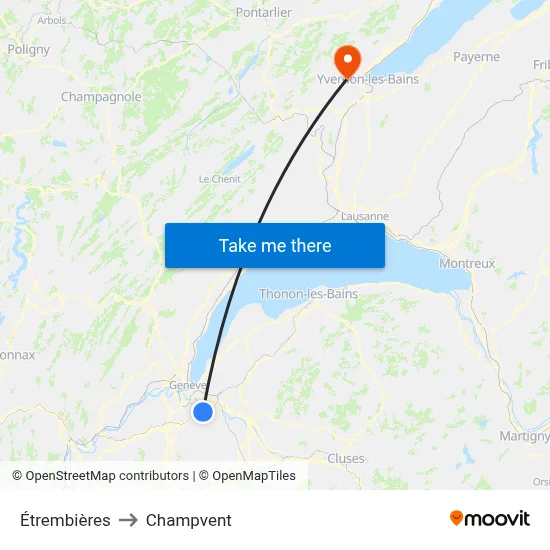 Étrembières to Champvent map
