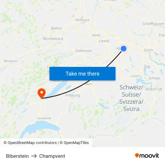 Biberstein to Champvent map