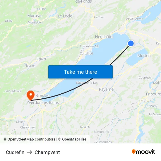 Cudrefin to Champvent map