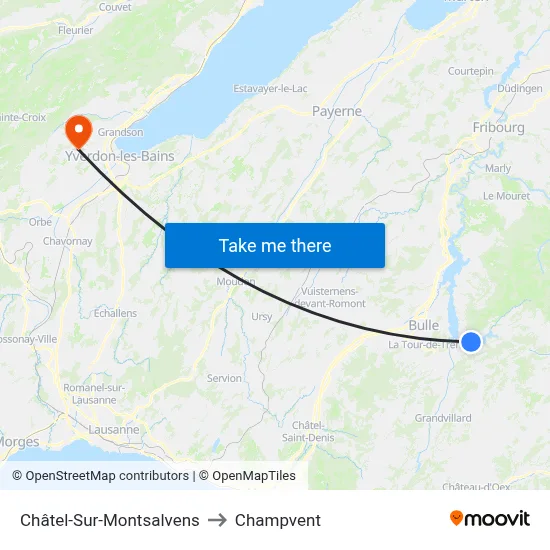Châtel-Sur-Montsalvens to Champvent map