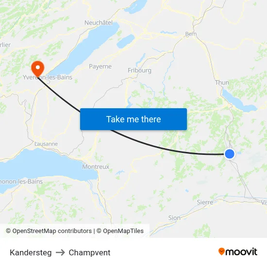 Kandersteg to Champvent map