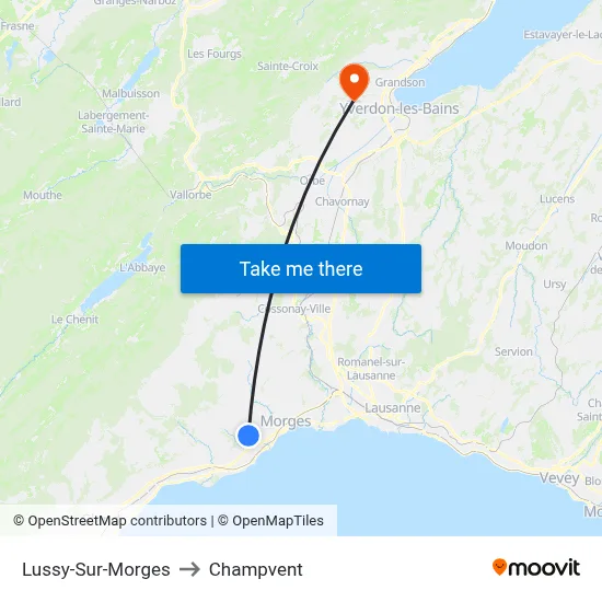 Lussy-Sur-Morges to Champvent map
