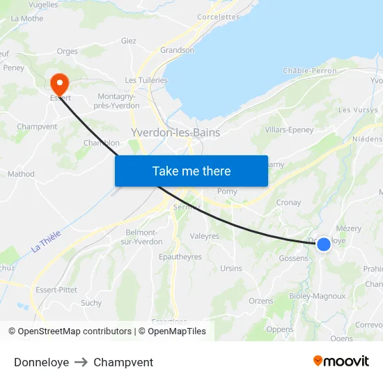 Donneloye to Champvent map