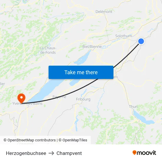Herzogenbuchsee to Champvent map