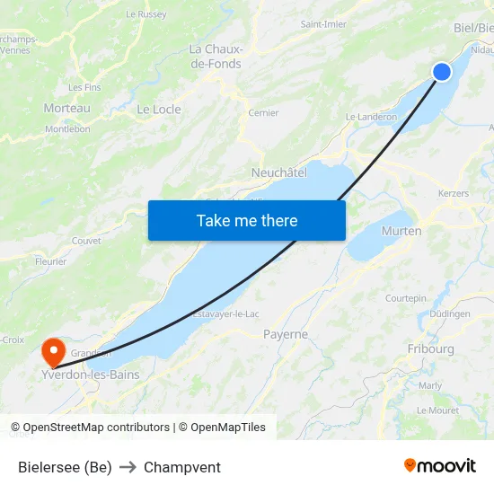Bielersee (Be) to Champvent map