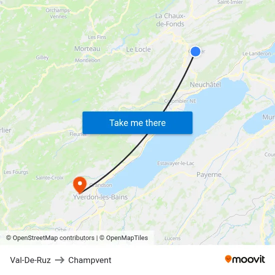Val-De-Ruz to Champvent map