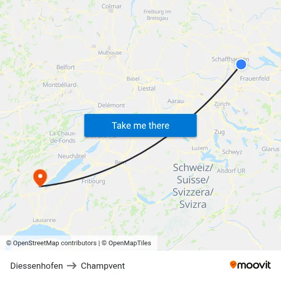 Diessenhofen to Champvent map
