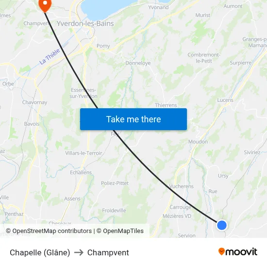 Chapelle (Glâne) to Champvent map
