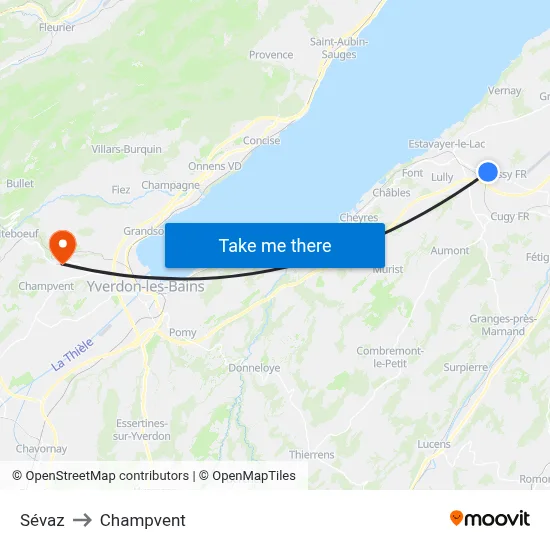 Sévaz to Champvent map