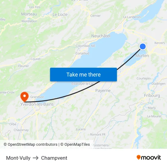 Mont-Vully to Champvent map