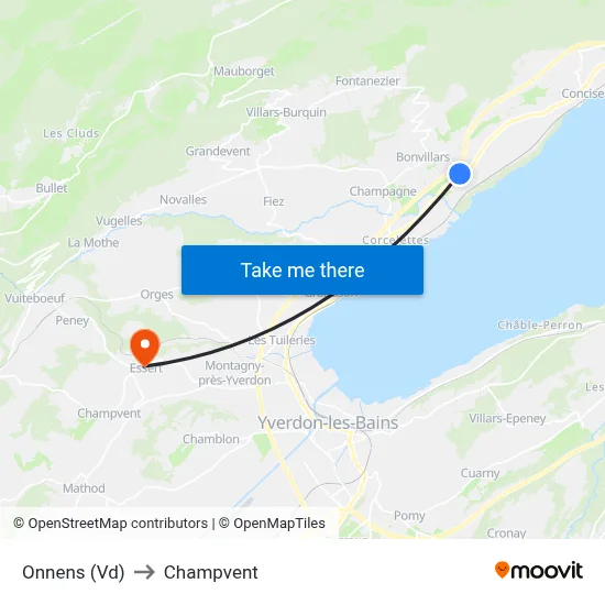 Onnens (Vd) to Champvent map