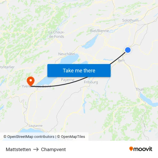 Mattstetten to Champvent map