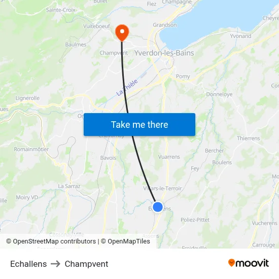 Echallens to Champvent map