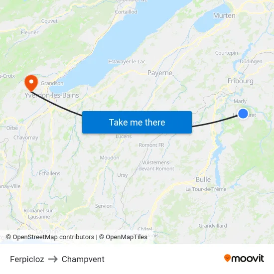 Ferpicloz to Champvent map