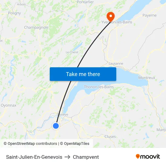 Saint-Julien-En-Genevois to Champvent map