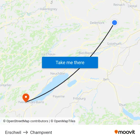 Erschwil to Champvent map