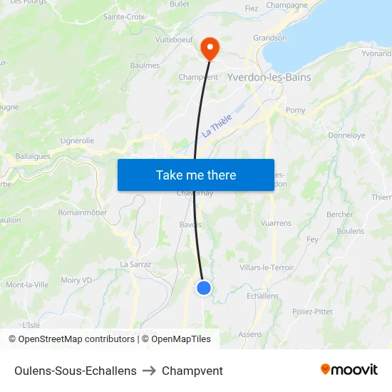 Oulens-Sous-Echallens to Champvent map