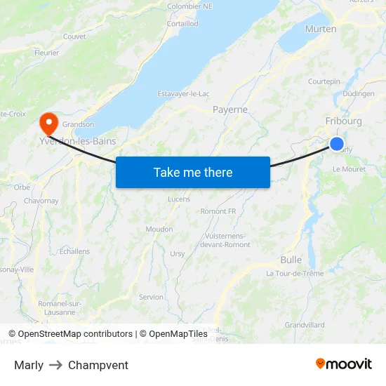 Marly to Champvent map