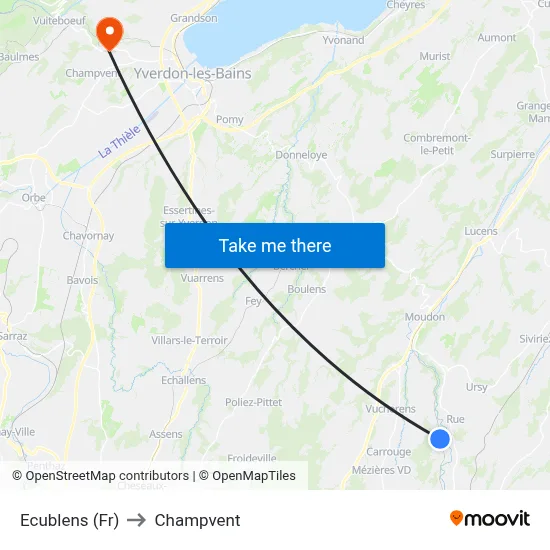Ecublens (Fr) to Champvent map