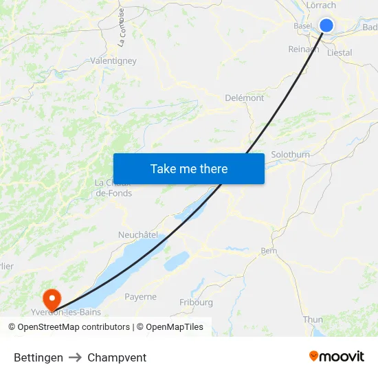 Bettingen to Champvent map