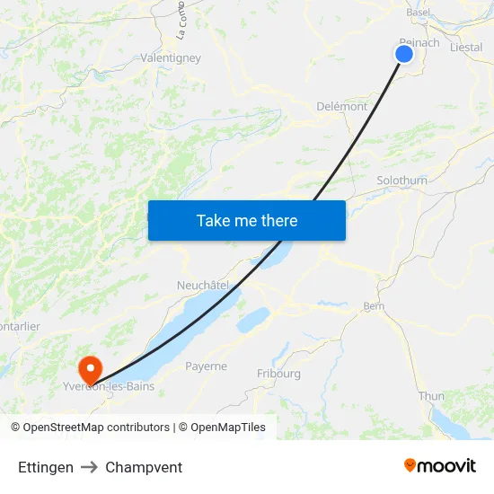 Ettingen to Champvent map