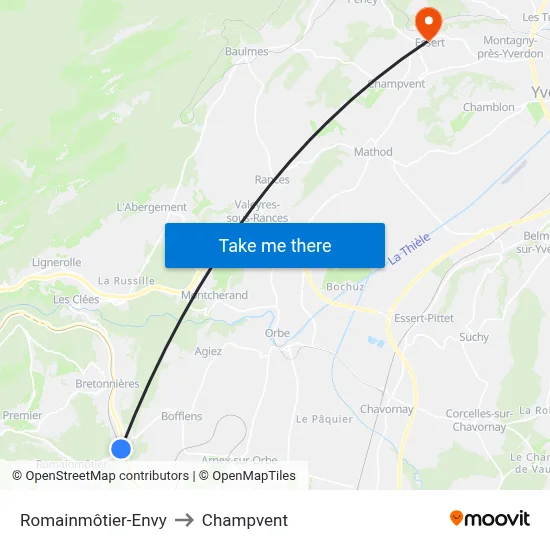 Romainmôtier-Envy to Champvent map
