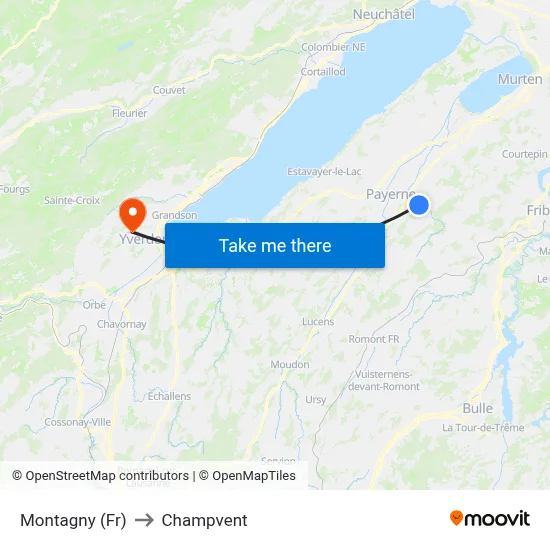 Montagny (Fr) to Champvent map