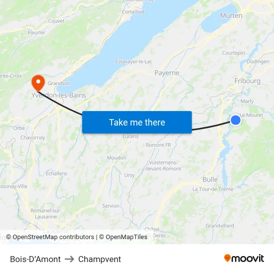 Bois-D’Amont to Champvent map