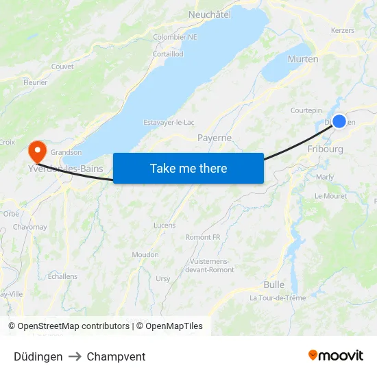 Düdingen to Champvent map