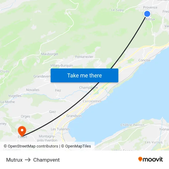 Mutrux to Champvent map