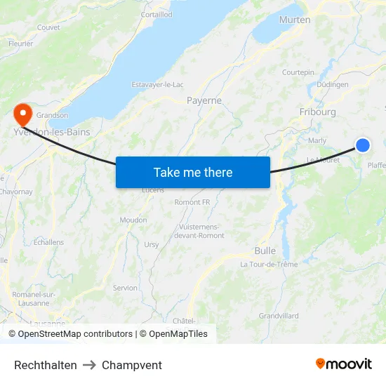 Rechthalten to Champvent map
