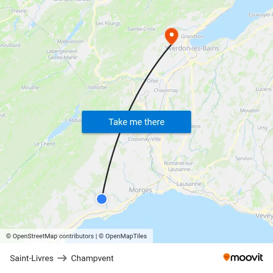 Saint-Livres to Champvent map