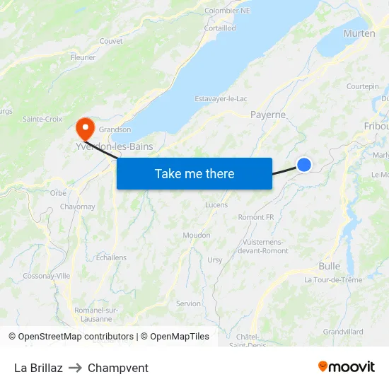 La Brillaz to Champvent map