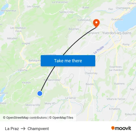 La Praz to Champvent map