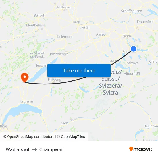 Wädenswil to Champvent map