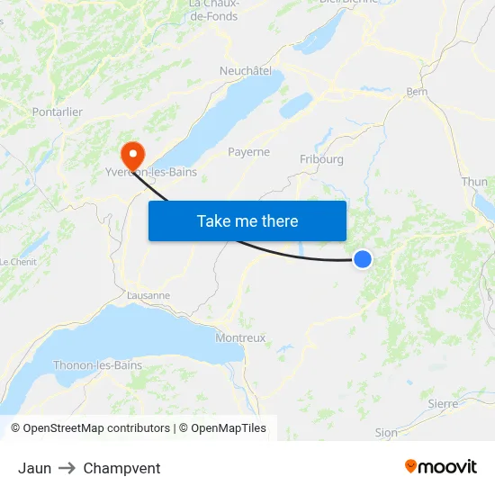 Jaun to Champvent map