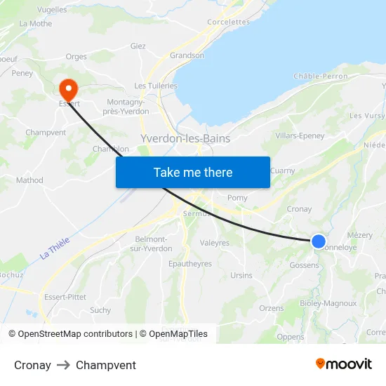 Cronay to Champvent map