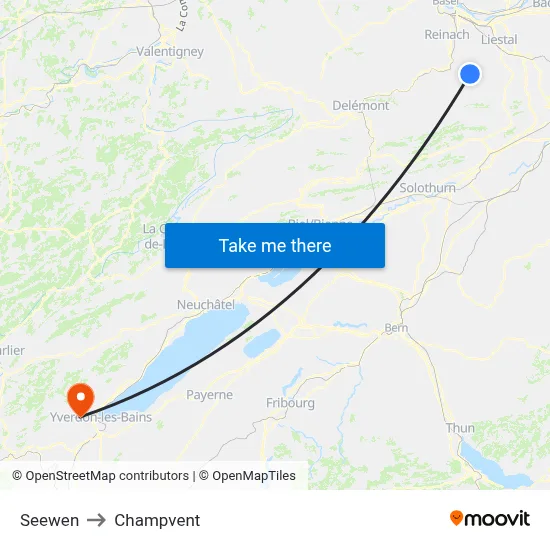 Seewen to Champvent map