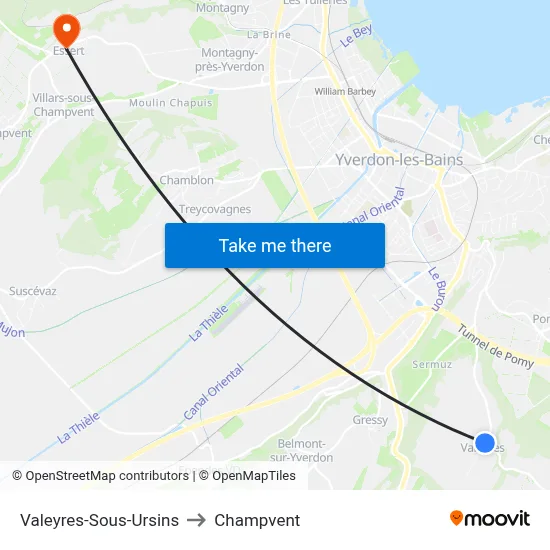 Valeyres-Sous-Ursins to Champvent map