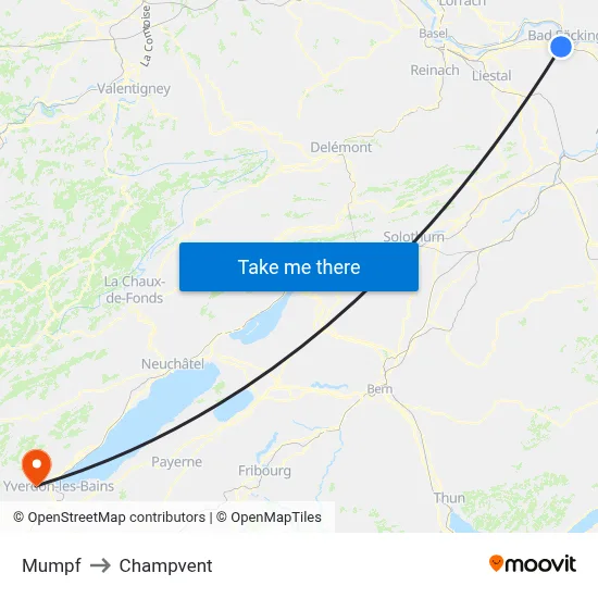 Mumpf to Champvent map