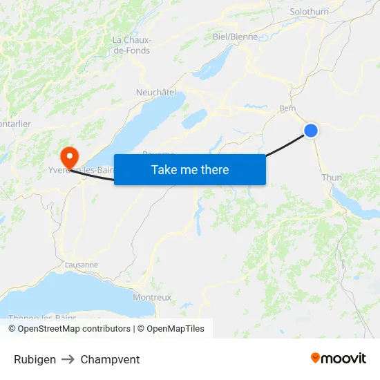 Rubigen to Champvent map