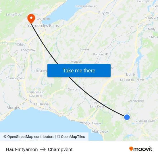Haut-Intyamon to Champvent map