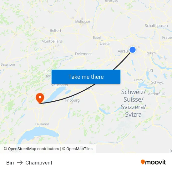 Birr to Champvent map
